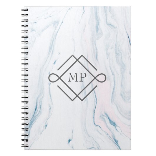 Monogram pastel marmeren steen notitieboek (Voorkant)