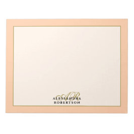 Monogram Pastel Orange Peach Ivory Gold Minimalist Notitieblok