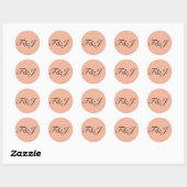 Monogram  pastel perzik bruiloft ronde sticker (Vel)