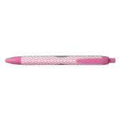 Monogram Pastel Pink en Gray Chevron Pattern Zwarte Inkt Pen (Achterkant)