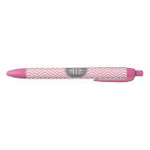 Monogram Pastel Pink en Gray Chevron Pattern Zwarte Inkt Pen (Bodem)