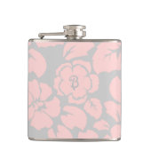Monogram Pastel Pink en Gray Floral Heupfles (Voorkant)