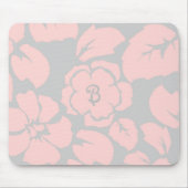 Monogram Pastel Pink en Gray Floral Muismat (Voorkant)