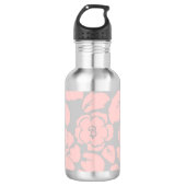 Monogram Pastel Pink en Gray Floral Waterfles (Voorkant)