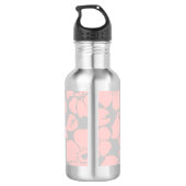 Monogram Pastel Pink en Gray Floral Waterfles (Achterkant)
