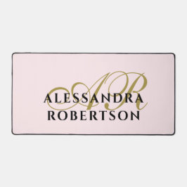 Monogram Pastel Pink Minimalist Stylish Gold Black Bureaumat