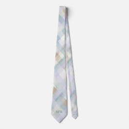 Monogram Pastel Plaid Tartan Geruite Poederblauw C Stropdas