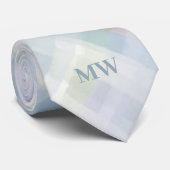 Monogram Pastel Plaid Tartan Geruite Poederblauw C Stropdas (Opgerold)