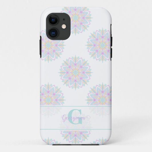 Monogram Pastel Rainbow Sundae Polka Dot Mandala Case-Mate iPhone Case (Achterkant)
