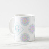 Monogram Pastel Rainbow Sundae Polka Dot Mandala Koffiemok (Voorkant links)
