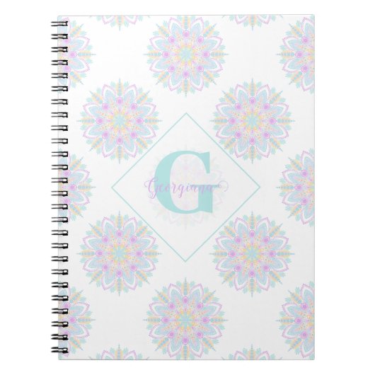 Monogram Pastel Rainbow Sundae Polka Dot Mandala Notitieboek (Voorkant)