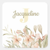 Monogram pastel roze baby hemel baby bloem ontwerp vierkante sticker (Voorkant)