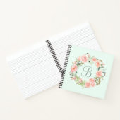 Monogram pastel roze bloem krans dagboek notitieboek (Binnen)