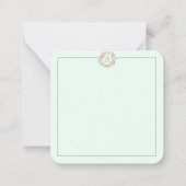 Monogram pastel roze bloem krans dagboek notitiekaartje (Voorkant)