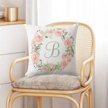 Monogram pastel roze bloem krans