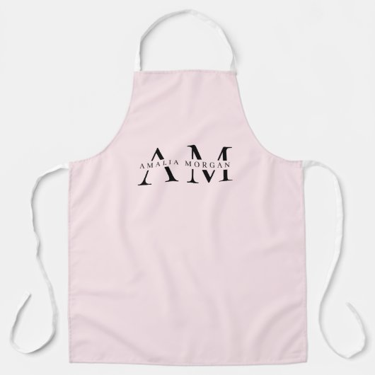 Monogram Pastel Roze Gepersonaliseerd Schort (Voorkant)