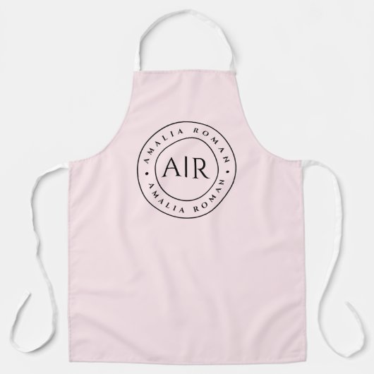 Monogram Pastel Roze Gepersonaliseerd Schort (Voorkant)