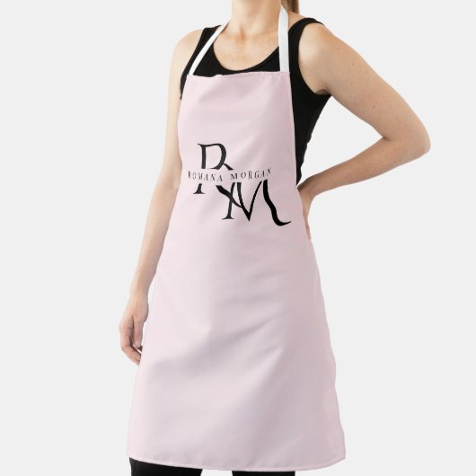 Monogram Pastel Roze Gepersonaliseerd Schort (Insitu)