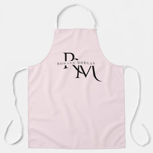 Monogram Pastel Roze Gepersonaliseerd Schort (Voorkant)