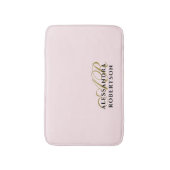 Monogram Pastel Roze Goud Zwart Minimalistisch Sti Badmat (Voorkant Verticaal)