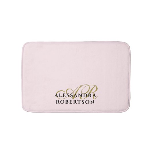Monogram Pastel Roze Goud Zwart Minimalistisch Sti Badmat (Voorkant)