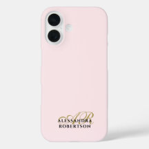 Monogram Pastel Roze Goud Zwart Minimalistisch Sti