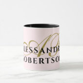 Monogram Pastel Roze Goud Zwart Naam Minimalistisc Mok (Midden)