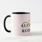 Monogram Pastel Roze Goud Zwart Naam Minimalistisc Mok (Links)