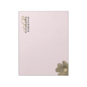 Monogram Pastel Roze Gouden Bloem Waterverf Chic Notitieblok (Linkerzijde)