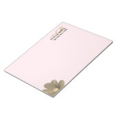 Monogram Pastel Roze Gouden Bloem Waterverf Chic Notitieblok (Schuin)