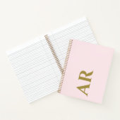 Monogram Pastel Roze Gouden Initialen Minimalistis Notitieboek (Binnen)