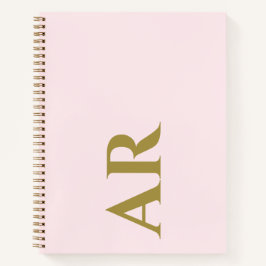 Monogram Pastel Roze Gouden Initialen Minimalistis Notitieboek