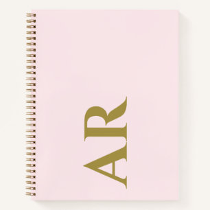 Monogram Pastel Roze Gouden Initialen Minimalistis Notitieboek