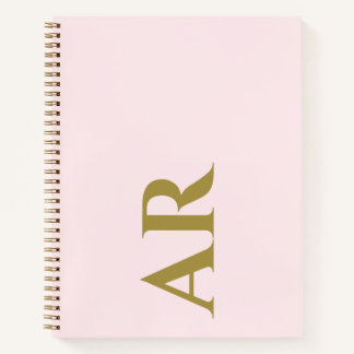 Monogram Pastel Roze Gouden Initialen Minimalistis Notitieboek
