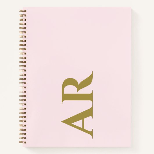 Monogram Pastel Roze Gouden Initialen Minimalistis Notitieboek (Voorkant)