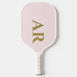 Monogram Pastel Roze Gouden Initialen Minimalistis Pickleball Paddle