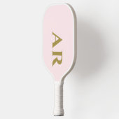 Monogram Pastel Roze Gouden Initialen Minimalistis Pickleball Paddle (Links)