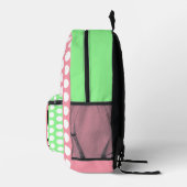 Monogram Pastel Roze Groen Wit Polka stippen Bedrukte Rugzak (Rechts)