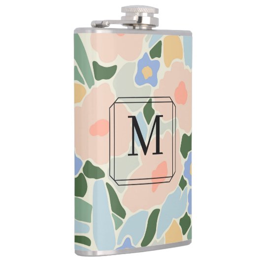 Monogram Pastel Roze Licht Blauw Ventilator Patroo Heupfles (Rechts)