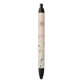 Monogram Pastel Roze Licht Blauw Ventilator Patroo Zwarte Inkt Pen