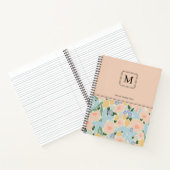 Monogram Pastel Roze Lichtblauw Bloemenpatroon Nie Notitieboek (Binnen)