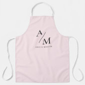 Monogram pastel roze minimaal schort (Voorkant)