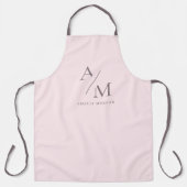Monogram pastel roze minimaal schort (Voorkant)