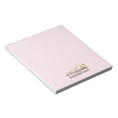 Monogram Pastel Roze Minimalist Elegant Goud Zwart Notitieblok (Schuin)