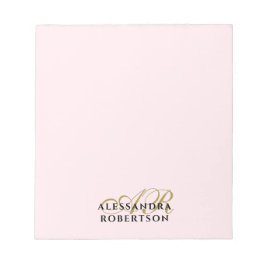 Monogram Pastel Roze Minimalistisch Elegant Goud Z Notitieblok