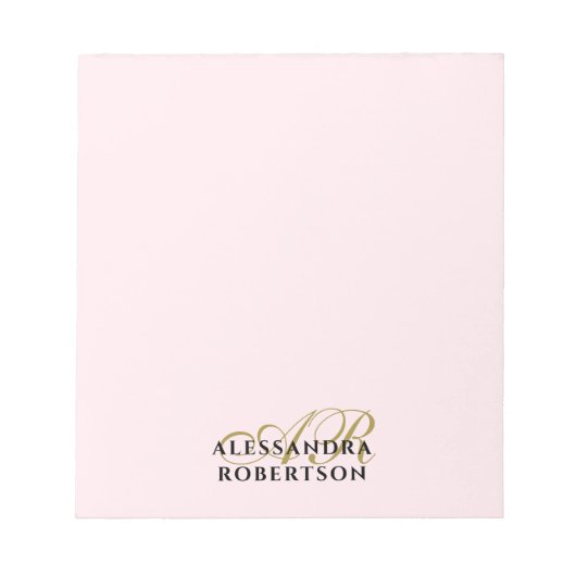 Monogram Pastel Roze Minimalistisch Elegant Goud Z Notitieblok (Voorkant)