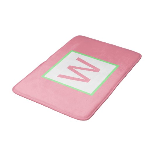 Monogram Pastel Roze Mint Groen Badmat (Gekanteld)