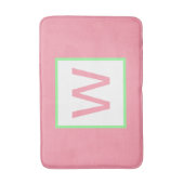 Monogram pastel roze munt groen badmat (Voorkant Verticaal)