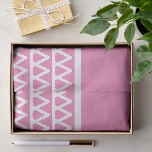 Monogram Pastel Roze Patroon Kerstmis Tissuepapier (Geschenk)