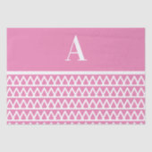 Monogram Pastel Roze Patroon Kerstmis Tissuepapier (Voorkant)
